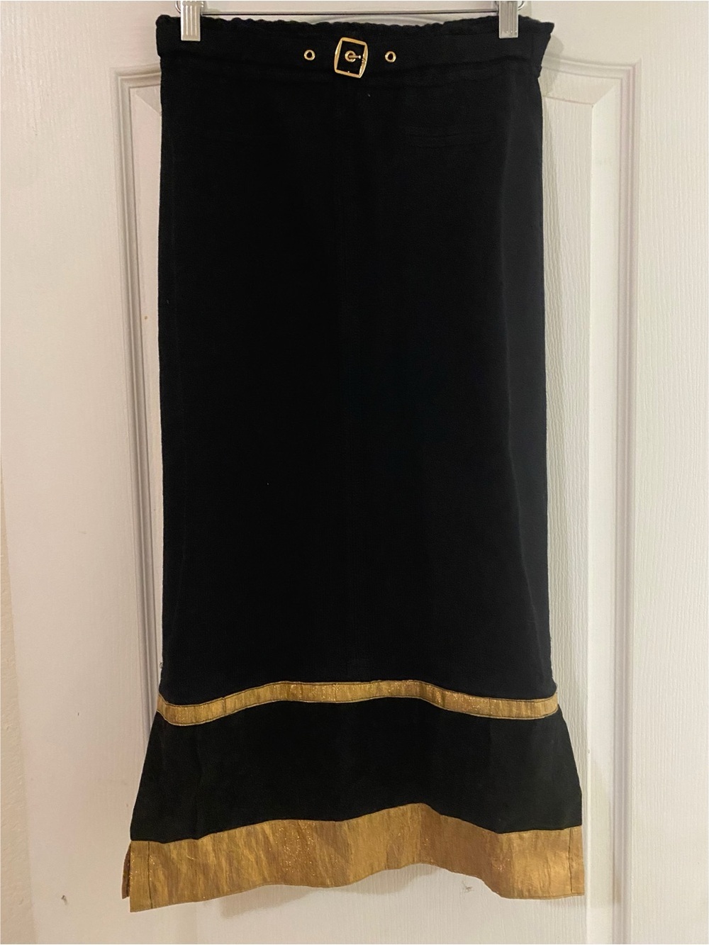 VTG St. John Sport by Marie Gray Knit Black Old Money Hold Trim Midi Skirt S - Picture 2 of 14